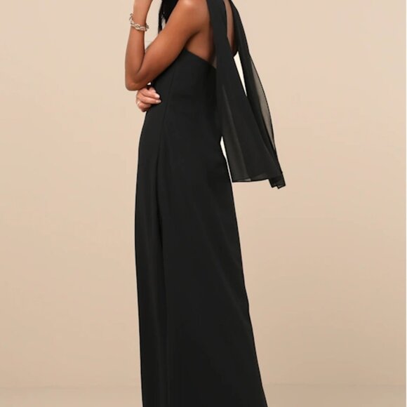 Lulu's Black Strapless Maxi Dress and Scarf Set, Chiffon - Picture 3 of 4